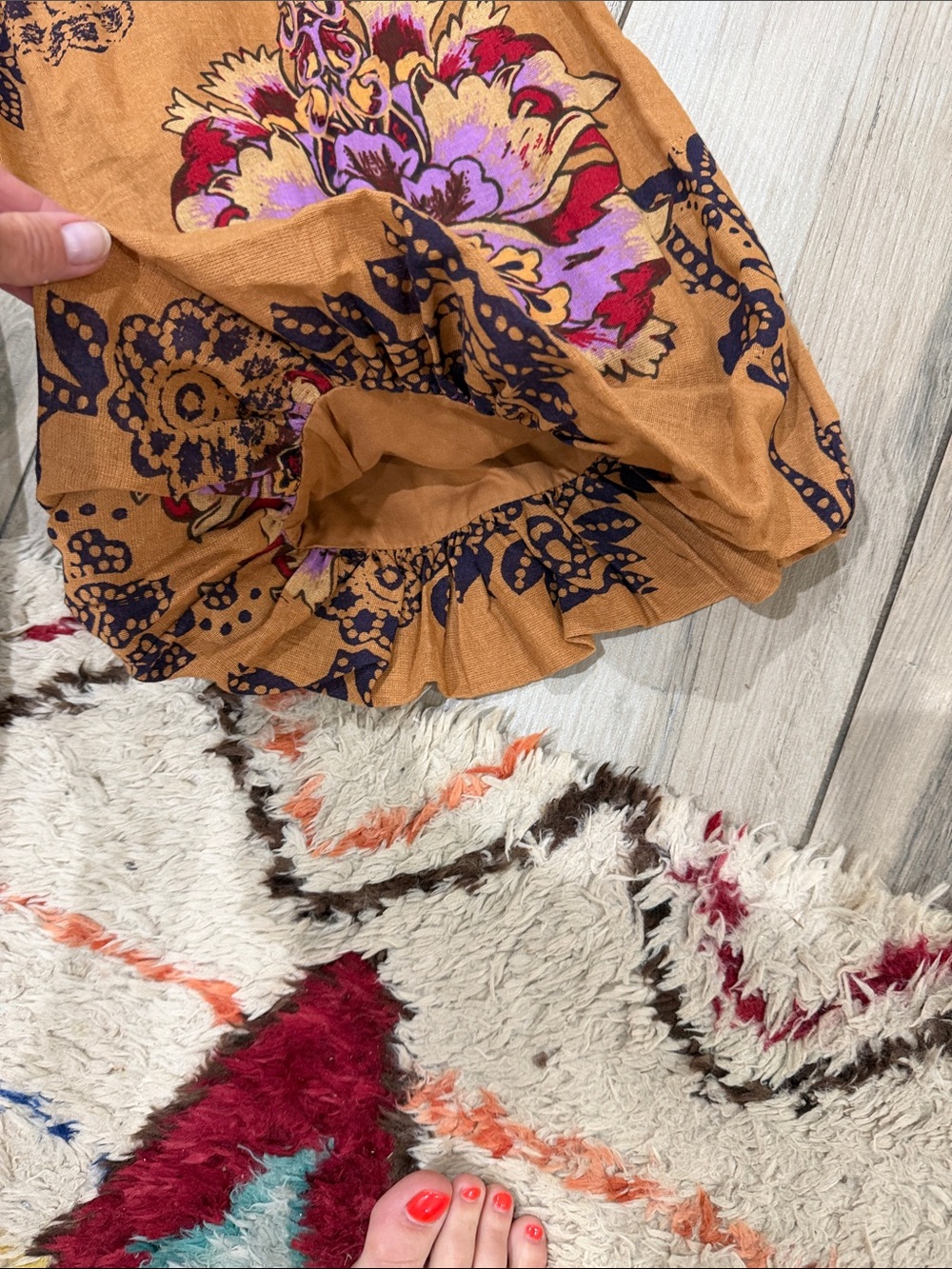 Boho Floral Strap Jumpsuit in Purple and Tan - Picture 3 of 6